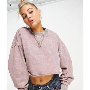 COLLUSION Tie Dye Crop Sweatshirt Long Sleeve Mock Neck Women